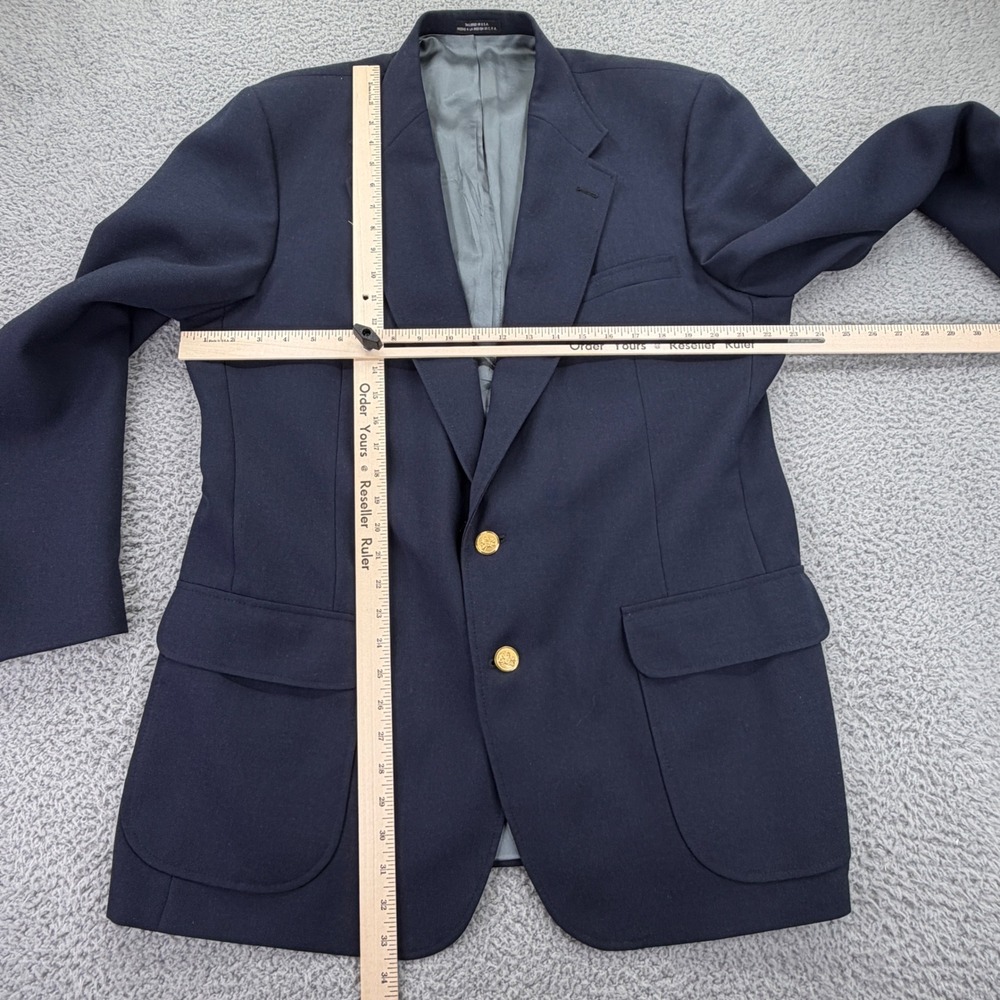 VTG Stafford Men's Sport Coat Blazer Two Button Navy Blue Polyester Wool 46L - Picture 5 of 9